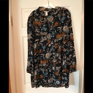 H&M Long sleeve blue dress with lots of floral.